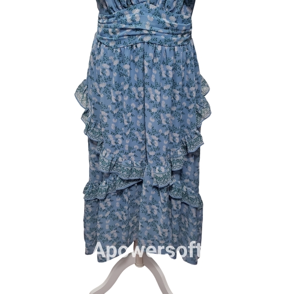 Max Studio Blue Floral Summer Maxi Hi-Low Dress - Picture 4 of 11